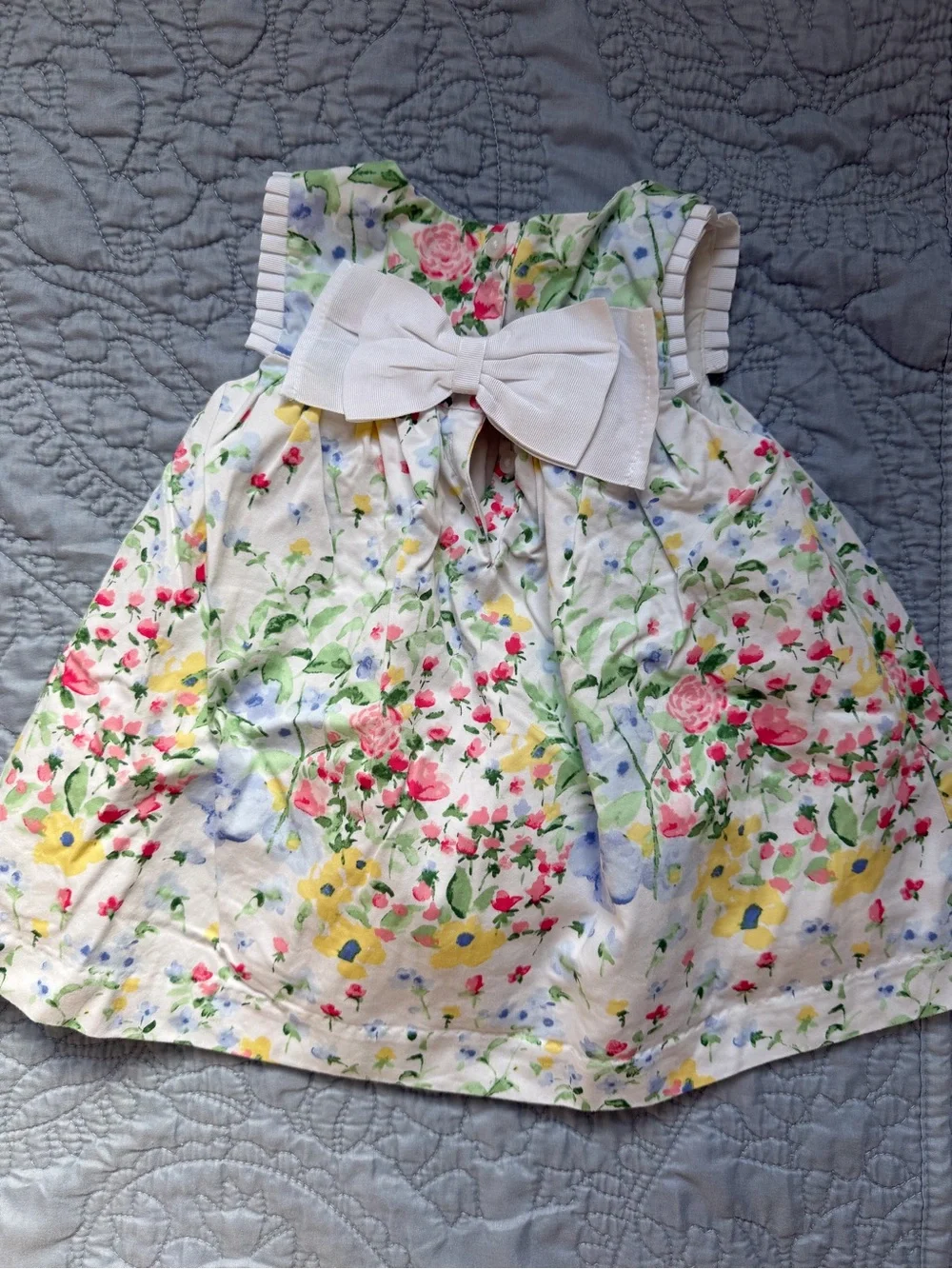 Janie and Jack White Dress with Pink, Yellow, Blue and Green Floral Print